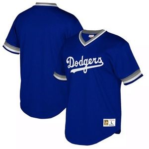 LA Dodgers Jerseys V Neck Mesh Shirt MLB Blue Whit